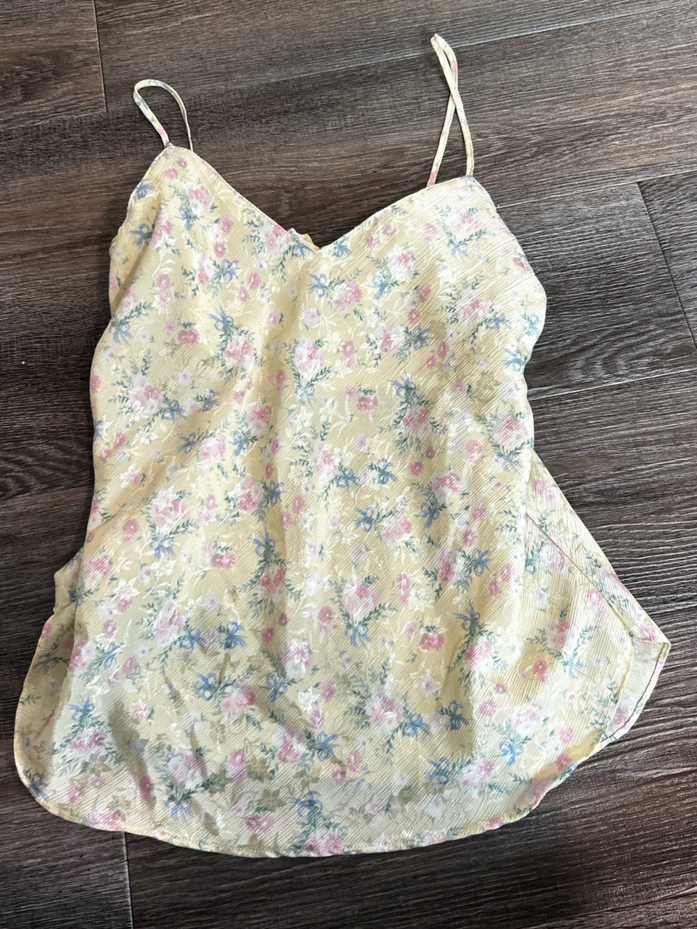 Yellow Floral Spaghetti Strap Tank Top